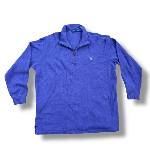 Polo Ralph Lauren Men Size 2XLT Purple Long Sleeve Cotton Zip Sweater Pony Logo - Picture 1 of 6